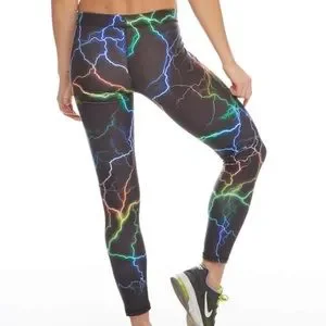 Terez Pants Jumpsuits Terez L Blackmulticolor Lightning Capri Leggings Poshmark